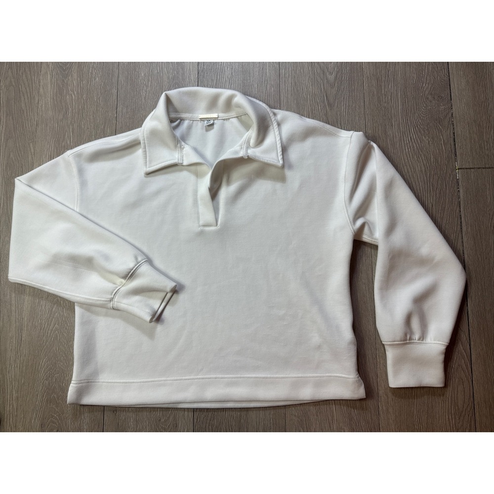 M. Magaschoni Size Small Soft Pullover Sweater White Color Collared Cuffed